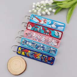 1pcs Cute Animals Embroidery Key Fobs Anime Monster Key Tags Keychains for Motorcycles Cars Fashion Key Rings Accessories Gifts