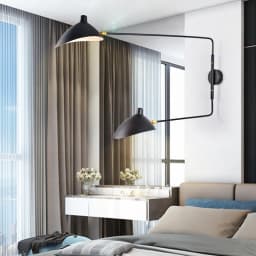 Industrial Black Aluminium Spider Serge Mouille LED Wall Lamps,Adjustable Long Arm LED Light Living Room Bedroom Home Decor