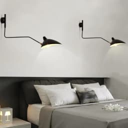 Industrial Black Aluminium Spider Serge Mouille LED Wall Lamps,Adjustable Long Arm LED Light Living Room Bedroom Home Decor