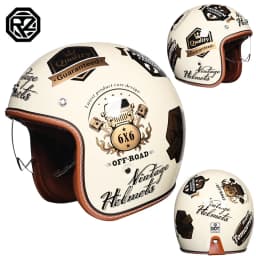 ORZ Adult Motorcycle Helmet Retro Cruise 3/4 Motorcycle Half Helmet with Sun Visor DOT Approved