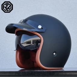 ORZ Adult Motorcycle Helmet Retro Cruise 3/4 Motorcycle Half Helmet with Sun Visor DOT Approved