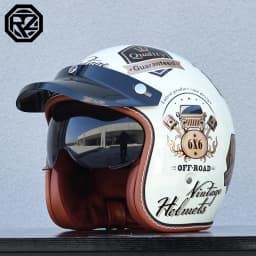 ORZ Adult Motorcycle Helmet Retro Cruise 3/4 Motorcycle Half Helmet with Sun Visor DOT Approved