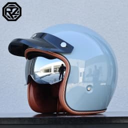 ORZ Adult Motorcycle Helmet Retro Cruise 3/4 Motorcycle Half Helmet with Sun Visor DOT Approved