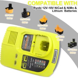 Battery Charger Compatible with Ryobi 12-18V Ni-CD Ni-MH Lithium Battery 85W Fast Charging Power Supply USB Port Indicator Light
