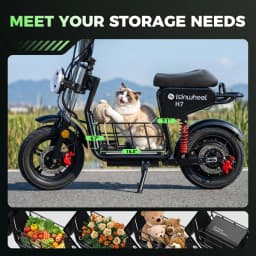 isinwheel H7 Electric Scooter for Adults, 16" Fat Tire, 1500W Motor, 48V 15.6Ah Battery, 37–43 Miles Range, Up to 35 MPH, Dual Suspension & Hydraulic Disc Brakes, Black