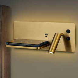 Multifunction Wall Lamp With Led Phone Wireless Charger Shelf Night Lighting Table Bed Reading Bedroom Hotel Bedside USB Sconces