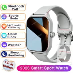Men Women Smart Watch 2.01'' Waterproof Fitness Sport Watch Answer Call Sleep Sport Pedometer Information Alerts Smartwatch Ht30