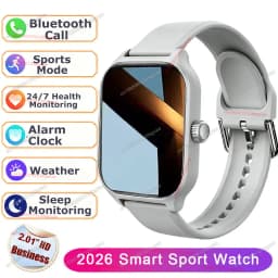 Men Women Smart Watch 2.01'' Waterproof Fitness Sport Watch Answer Call Sleep Sport Pedometer Information Alerts Smartwatch Ht30