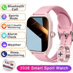 Men Women Smart Watch 2.01'' Waterproof Fitness Sport Watch Answer Call Sleep Sport Pedometer Information Alerts Smartwatch Ht30