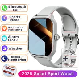 Men Women Smart Watch 2.01'' Waterproof Fitness Sport Watch Answer Call Sleep Sport Pedometer Information Alerts Smartwatch Ht30