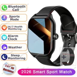 Men Women Smart Watch 2.01'' Waterproof Fitness Sport Watch Answer Call Sleep Sport Pedometer Information Alerts Smartwatch Ht30