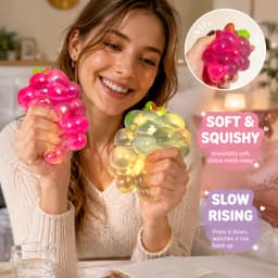 Sensory Fidget Toy Stress Relief Squeeze Toy Slow Rebound Squishy Grape Simulated Fruit Cozy Handmade Gift for Anxiety and Focus