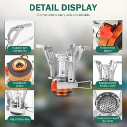 Portable Stove Foldable Ultra Lightweight Aircraft Aluminum Alloy Piezo Ignition Windproof Stable Base Outdoor Camping Equipment