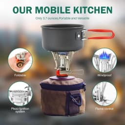Portable Stove Foldable Ultra Lightweight Aircraft Aluminum Alloy Piezo Ignition Windproof Stable Base Outdoor Camping Equipment