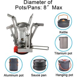 Outdoor Portable Camping Stove Backpacking Gas Stove with Piezo Ignition Wind-Resistant Stable Support for Cooking
