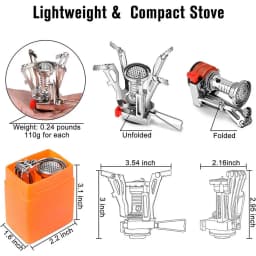 Outdoor Portable Camping Stove Backpacking Gas Stove with Piezo Ignition Wind-Resistant Stable Support for Cooking