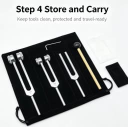 Tuning Forks Set 128Hz 256Hz 512Hz with Hammer & Bag, Professional Sound Therapy Instruments for Healing, Chakra, Yoga