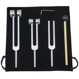 Tuning Forks Set 128Hz 256Hz 512Hz with Hammer & Bag, Professional Sound Therapy Instruments for Healing, Chakra, Yoga