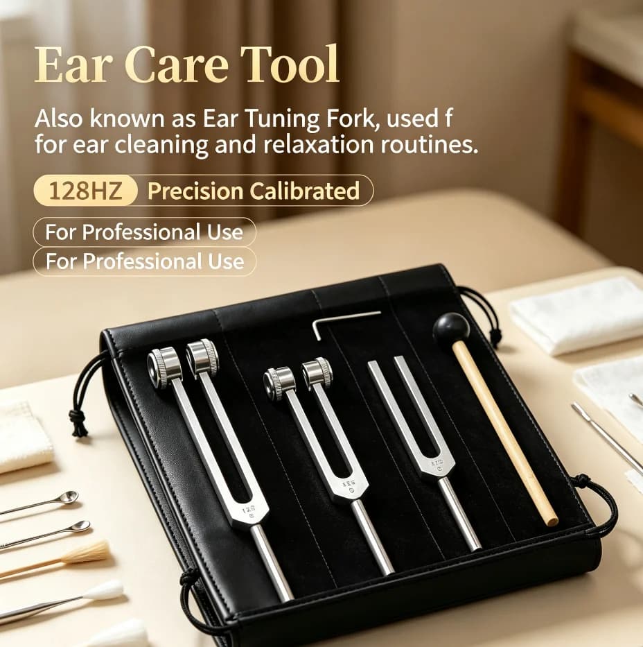Tuning Forks Set 128Hz 256Hz 512Hz with Hammer & Bag, Professional Sound Therapy Instruments for Healing, Chakra, Yoga