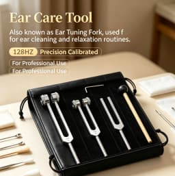 Tuning Forks Set 128Hz 256Hz 512Hz with Hammer & Bag, Professional Sound Therapy Instruments for Healing, Chakra, Yoga