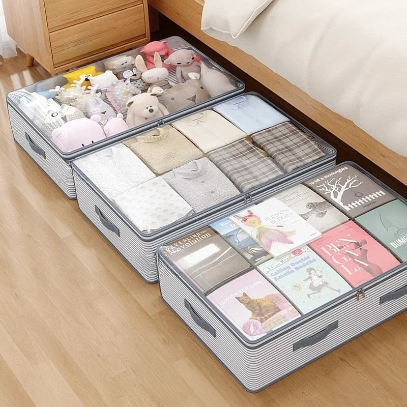 Multifunctional Bed Bottom Storage Bag Large Capacity Foldable Clothing Quilts Portable Storage Container Dust Cleaning Bedroom