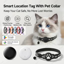 Pets Smart Tracker Tag With Cat Collar Android Alternative to AirTag Works with Google Find Hub Anti-Lost GPS Tracker Locator