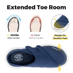 FitVille Men'S Half Slippers Diabetic Shoes Extra Wide 4E Adjustable Lightweight Casual Shoe For Swollen Feet Plantar Fasciitis