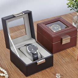 Clear Glass Top PU Leather Watch Box Single Slot Men Jewelry Organizer Storage Case Collection Gift Holder Stand Display
