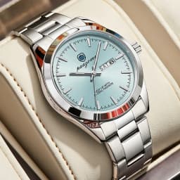 PAAZOMU Business Men Wristwatch Waterproof Stainless Steel Man Watch Luminous Date Week Fashion Men's Quartz Watches Reloj+Box