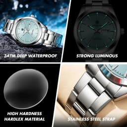 PAAZOMU Business Men Wristwatch Waterproof Stainless Steel Man Watch Luminous Date Week Fashion Men's Quartz Watches Reloj+Box