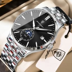 POEDAGAR Top Brand Man Wristwatch Business Stainless Steel Quartz Men Watch Waterproof Luminous Date Fashion Men's Watches Reloj