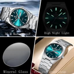 BINBOND Fashion New Men Business Watch Leisure Quartz Stainless Steel Buckle Watches Waterproof Luminous Calendar Men's Watches