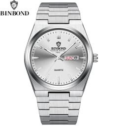 BINBOND Fashion New Men Business Watch Leisure Quartz Stainless Steel Buckle Watches Waterproof Luminous Calendar Men's Watches