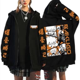 Anime My Hero Academia Bakugou Katsuki Zipper Hoodie Men Women Casual Oversized Zip Up Jacket Coat Male Cartoon Harajuku Hoodies