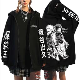 Anime My Hero Academia Bakugou Katsuki Zipper Hoodie Men Women Casual Oversized Zip Up Jacket Coat Male Cartoon Harajuku Hoodies