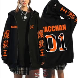 Anime My Hero Academia Bakugou Katsuki Zipper Hoodie Men Women Casual Oversized Zip Up Jacket Coat Male Cartoon Harajuku Hoodies