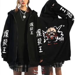 Anime My Hero Academia Bakugou Katsuki Zipper Hoodie Men Women Casual Oversized Zip Up Jacket Coat Male Cartoon Harajuku Hoodies