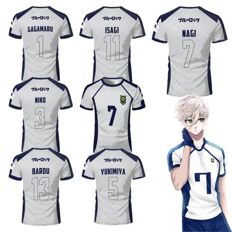 Janpanese Anime Jersey Nagi Seishiro Niko Ikki 3D Print T-Shirt Men Women Short Sleeve Soccer Sportswear Cosplay Costume Top Tee