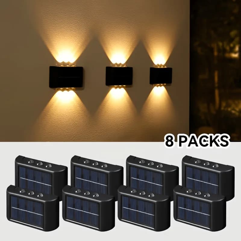 1/2/4/8Pack Solar Powered Wall Lights Outdoor Waterproof LED Solar Light Up and Down Luminous Lighting for Garden Fence Decor