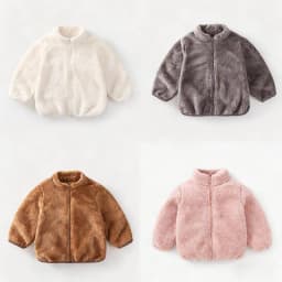 Baby Double Sided Fleece Jacket Spring Autumn Winter Warm Solid Color Versatile Top Inner Outer Wear For Toddler Boys Girls