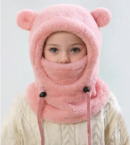 2-8Y Baby Boys And Girls In Autumn And Winter Warm Hats Cute Ears To Prevent Cold Hat Scarf Integrated Face Ion Mask Mask Hat