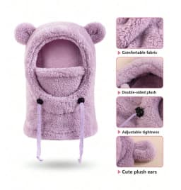 2-8Y Baby Boys And Girls In Autumn And Winter Warm Hats Cute Ears To Prevent Cold Hat Scarf Integrated Face Ion Mask Mask Hat