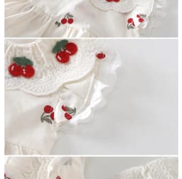 Summer newborn baby girls clothes lace cherry jumpsuit sets for infant girls cloth baby 1st birthday princess rompers coats sets