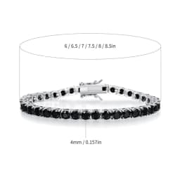 Nuoya Hip Hop 4mm Black Nano Zircon Tennis Bracelet Silver Plated Iced Out Black Diamond Chain for Man Women Gift 6-7inch