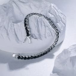 Nuoya Hip Hop 4mm Black Nano Zircon Tennis Bracelet Silver Plated Iced Out Black Diamond Chain for Man Women Gift 6-7inch