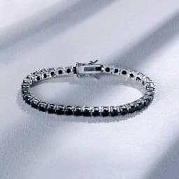 Nuoya Hip Hop 4mm Black Nano Zircon Tennis Bracelet Silver Plated Iced Out Black Diamond Chain for Man Women Gift 6-7inch