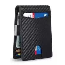 Homefish Anti‑RFID Blocking Carbon Fiber Leather Men's Bifold Wallet Slim Money Clip ID Credit Card Holder