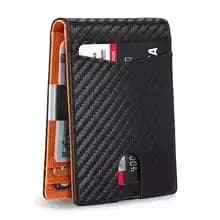 Homefish Anti‑RFID Blocking Carbon Fiber Leather Men's Bifold Wallet Slim Money Clip ID Credit Card Holder