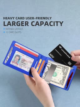 Homefish Anti‑RFID Blocking Carbon Fiber Leather Men's Bifold Wallet Slim Money Clip ID Credit Card Holder