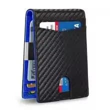 Homefish Anti‑RFID Blocking Carbon Fiber Leather Men's Bifold Wallet Slim Money Clip ID Credit Card Holder